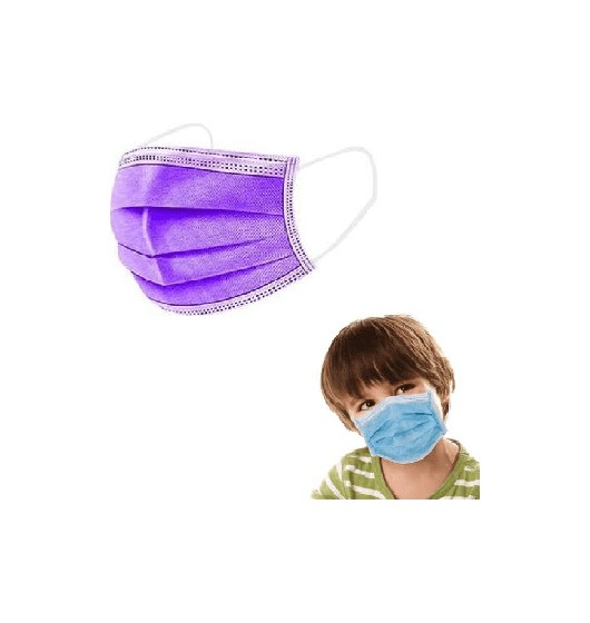 50x Tipo II Máscaras aprobadas por CE para niños desechables púrpuras