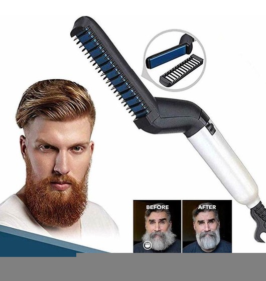 Plancha de pelo para hombres Peine multifunción Barba Peinado Cerámica