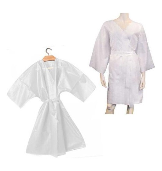 10x Kimono Desechable 90x120cm en TNT Blanco para Peluquero Esteticista Unisex